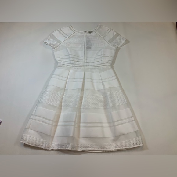 Cremieux Ryan Dress Botanic Bouquet White Full Skirt Semi Sheer Dress M (bin J) - Picture 13 of 13